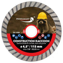 PRODIAMANT Construction Raccoon diamond blade cutting concrete block on a construction site