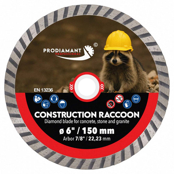 PRODIAMANT Construction Raccoon diamond blade with standard 7/8 inch arbor for angle grinders