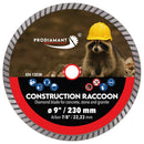 PRODIAMANT Construction Raccoon multi-material blade used for wet and dry cutting on the jobsite