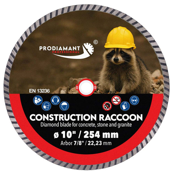 PRODIAMANT Construction Raccoon diamond blade packaging with product specifications