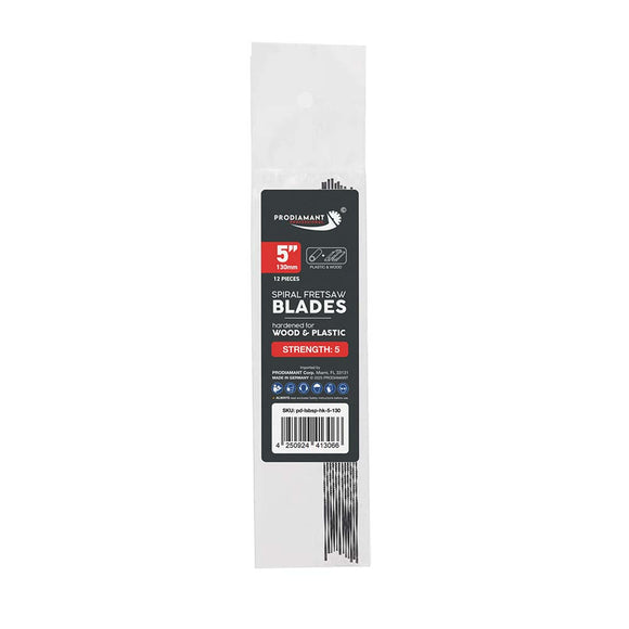PRODIAMANT spiral scroll saw blade cutting a curved contour in wood without turning the workpiece