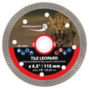 PRODIAMANT Tile Leopard diamond blade cutting a porcelain tile with a clean, chip-free edge