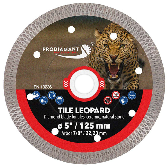 Close-up of the ultra-thin continuous diamond rim on the PRODIAMANT Tile Leopard tile blade